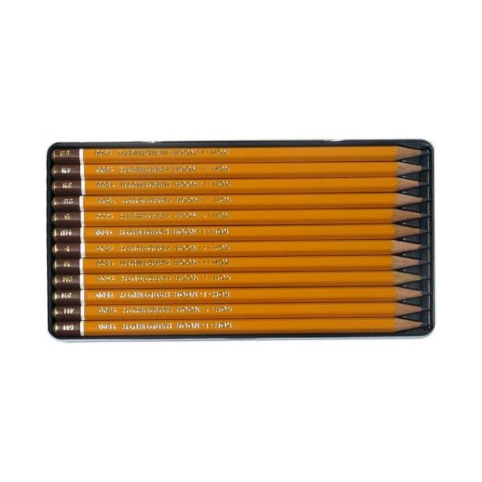 Ołówki grafitowe w metalowej kasecie 12 szt 8B-2H KOH-I-NOOR