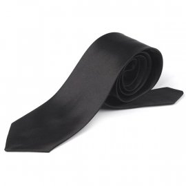 Krawat satynowy czarny 7x14 cm