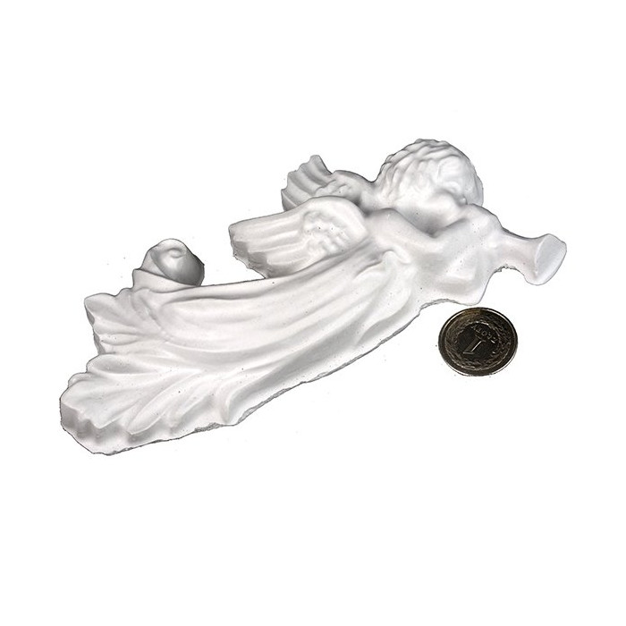 Aniołek z trąbką gipsowa figurka 15,5 cm 