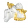 Aniołek ze złotymi skrzydłami i serce figurka 9 cm