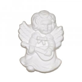 Aniołek ze skrzydłami i gitarą gipsowa figurka 7 cm