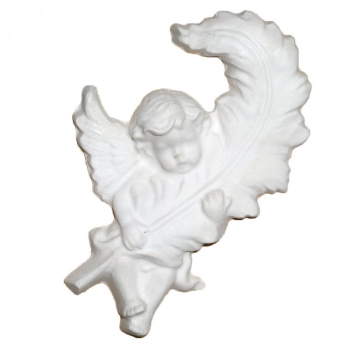 Anioł z piórem gipsowa figurka 13 cm 