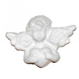 Aniołek z sercem gipsowa figurka 8 cm 