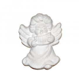 Aniołek ze skrzydłami i fletnią gipsowa figurka 7 cm