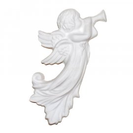 Aniołek z trąbką gipsowa figurka 15,5 cm 