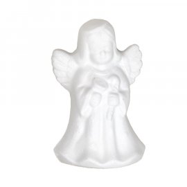 Gipsowa figurka aniołek z dzwonkiem i laską