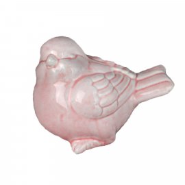 Figurka ptaszek 9cm ceramiczny różowy