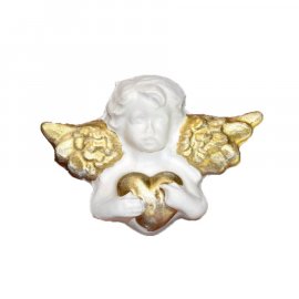 Aniołek z sercem złote gipsowa figurka 8 cm 