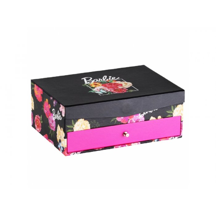 Pudełko z lusterkiem i szufladką Barbie Kwiaty 20 x 14 x 8 cm