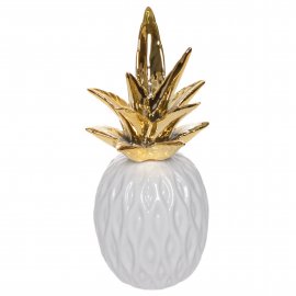 Ceramiczna figurka biało-złota Ananas 19 cm