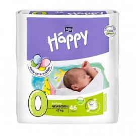 Pieluszki dla wcześniaków HappyBefore Newborn (0) do 2kg - 46szt