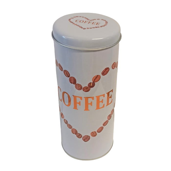 Metalowa puszka na kawę okrągła 7,5x18 Coffee z sercem