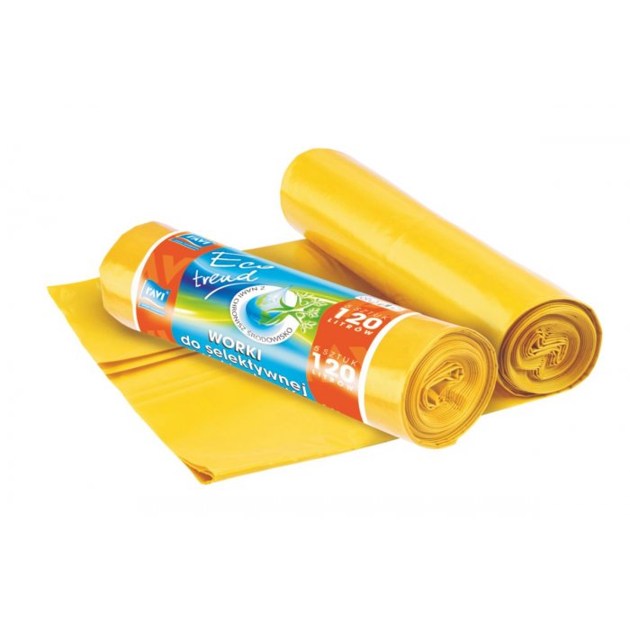Worek Eco Trend 120L 5 szt. żółty (plastik) RAVI