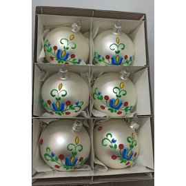 Kpl 6 szklanych bombek ręcznie malowane kaszubski wzór
