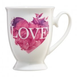 Kubek porcelanowy 300ml z fioletowym sercem LOVE na Walentynki