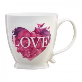 Kubek porcelanowy 480ml z fioletowym sercem LOVE na Walentynki
