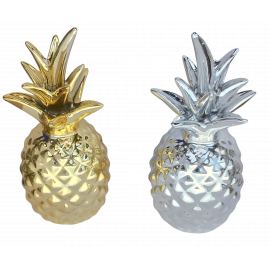 Ceramiczna figurka złota/srebrna mix Ananas 13cm