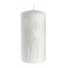 Biała świeca Jeleń 7x14 cm walec MONDEX