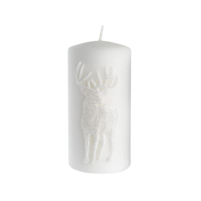 Biała świeca Jeleń 7x18 cm walec MONDEX