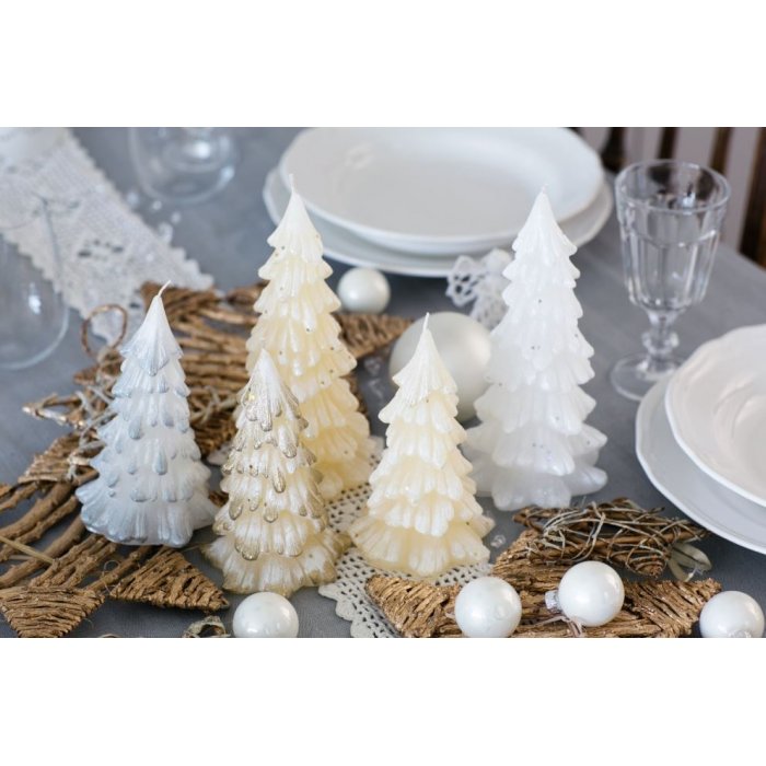 Świeca Choinka 10x22cm biała MONDEX