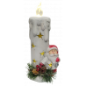 Świeczka z Mikołajem biała LED 22 cm SACO