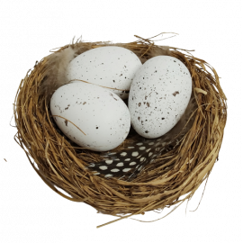 Ozdoba gniazdko z 3 białymi jajkami 12 cm PAULA