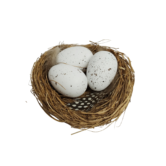 Ozdoba gniazdko z 3 białymi jajkami 12 cm PAULA