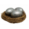 Ozdoba gniazdko z 3 srebrnymi jajkami 12 cm PAULA