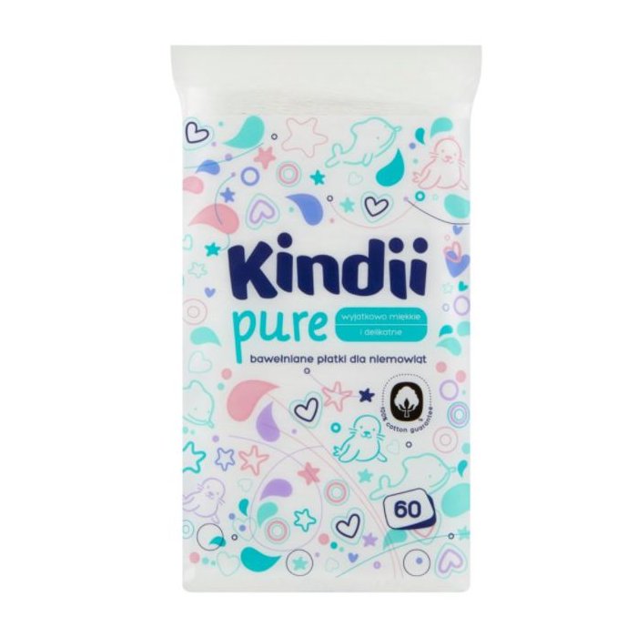 Bawełniane płatki dla niemowląt sensitive Kindii Cleanic 60