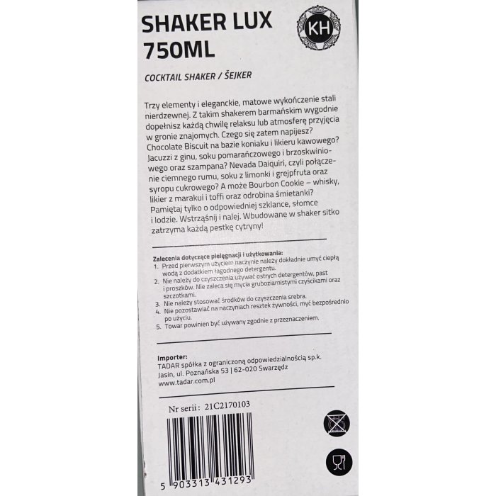 Shaker LUX 750 ml złoty Konighoffer