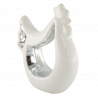 Figurka kurka 13cm biało srebrny ceramiczny