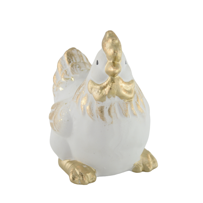 Figurka kura biało złota 11cm