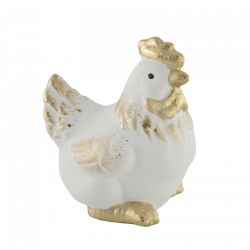 Figurka kura biało złota 11cm