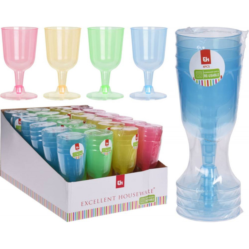 Kpl 4 plastikowych kieliszków do wina 160ml Mondex