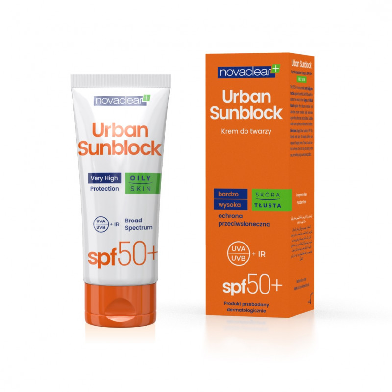Novaclear Urban Sunblock Skóra tłusta – krem ochronny do twarzy SPF 50+