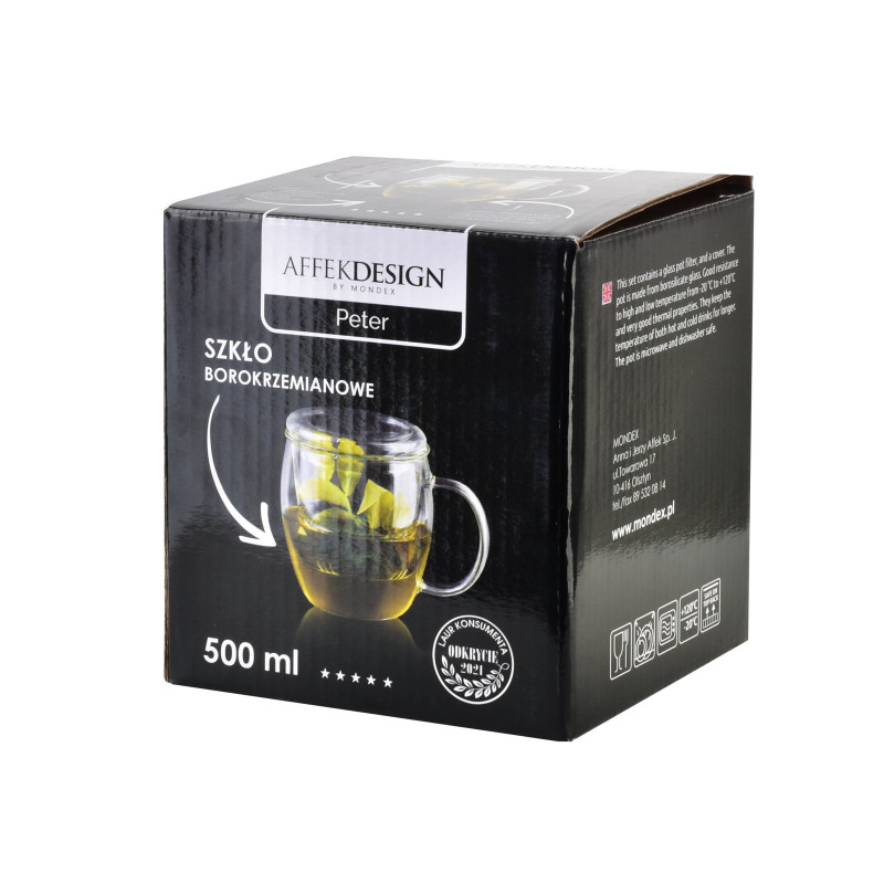 Kubek szklany z zaparzaczem 500ml Peter