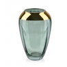 SERENITE Wazon szklany zielono-złoty h19,5 cm