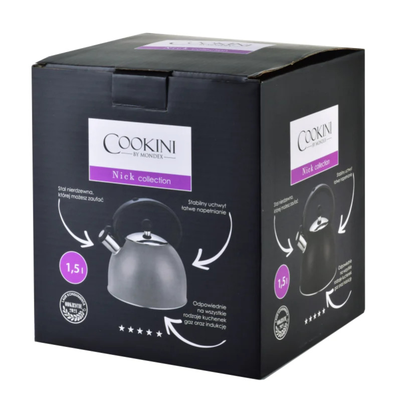 NICK BLACK Czarny Czajnik 1,5L COOKINI