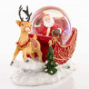 Szklana kula Święty Mikołaj i renifery z saniami 10cm