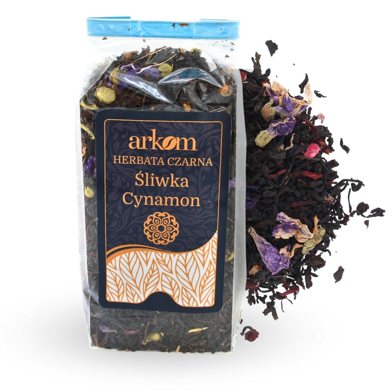 Herbata czarna liściasta smakowa Śliwka - Cynamon 100g Arkom