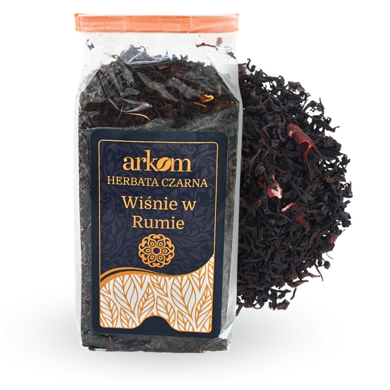 Herbata czarna liściasta smakowa Rum - Wiśnia 100g Arkom