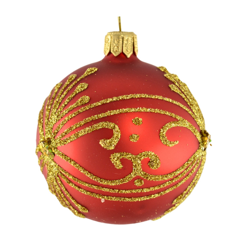 Bombki Choinkowe Czerwone Mat Złoty Ornament 5 cm 12 szt. SACO