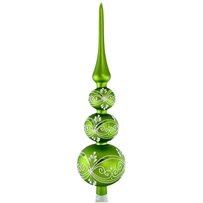 Czub Choinkowy Duży Zielony Mat z Białym Ornamentem 35 cm
