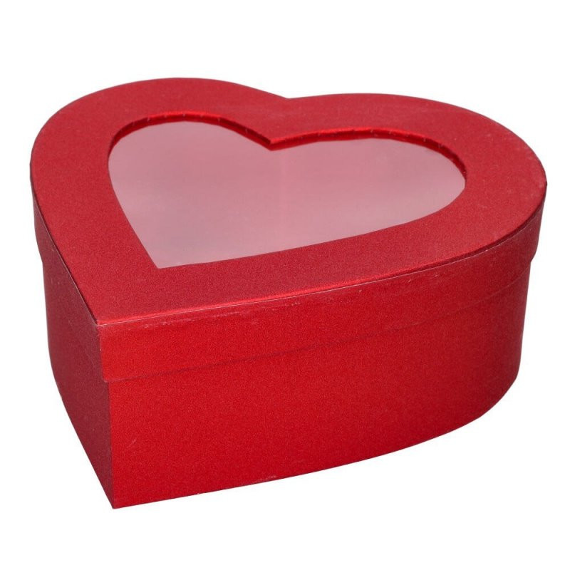 Box Czerwone Serce z Okienkiem 24xh10 cm Walentynki Czakos