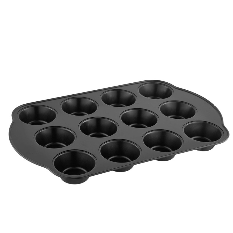 Forma do pieczenia muffinek / babeczek 12 otworów Likoris 41,5 x 26,5 cm czarna Florina