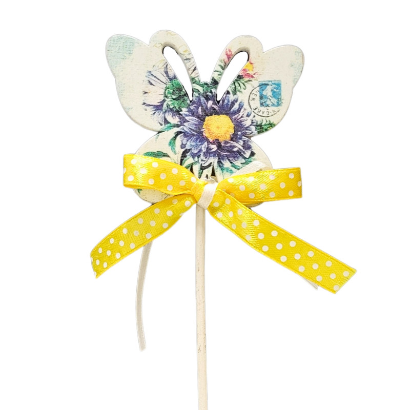 Ozdoba Wielkanocna na Piku 29cm Motylek z Kwiatami