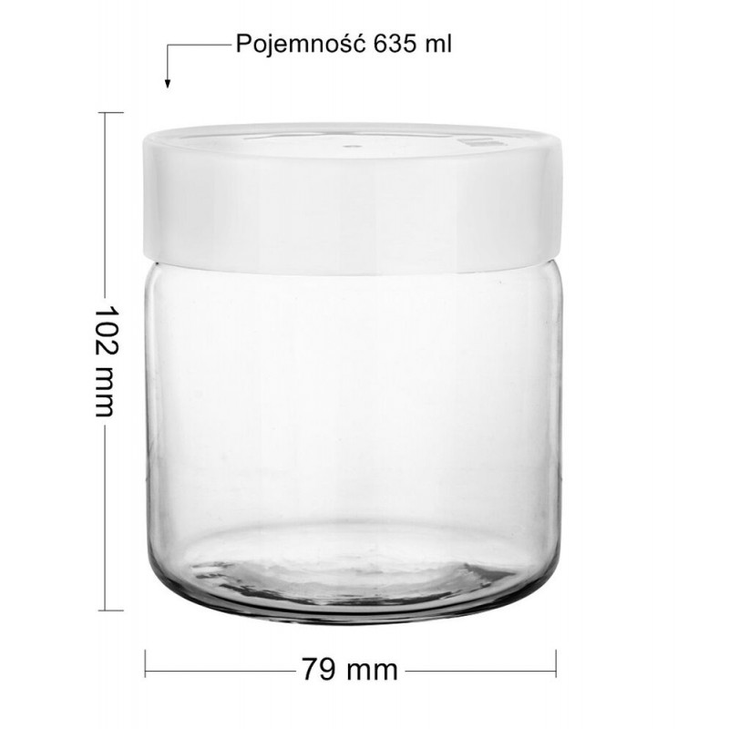 Pojemnik szklany słoik 635ml Biały Glasmark