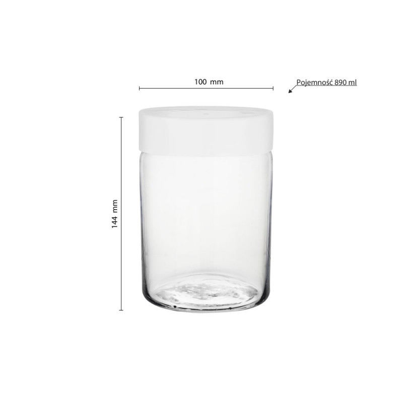 Pojemnik szklany słoik 890ml Biały Glasmark