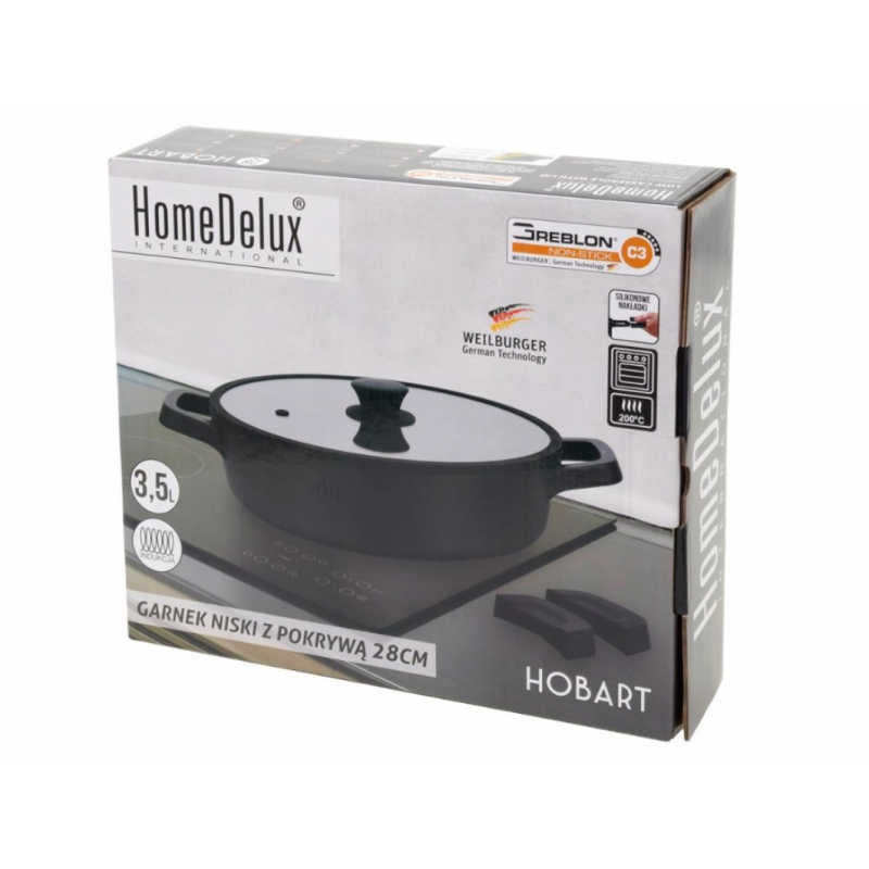 Patelnia okrągła niska z pokrywą HOBART 28 cm 3,5 l GREBLON C3