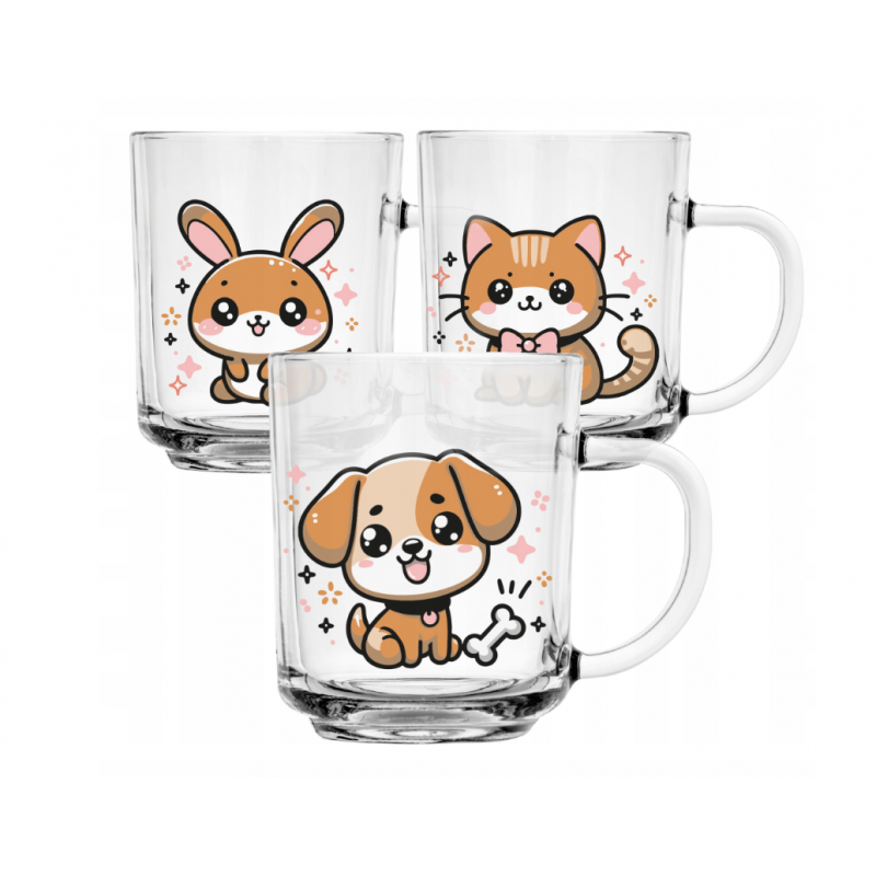 Kubek Szymek Zwierzatka Pisek Kotek Zajączek 220ml MIX Glasmark